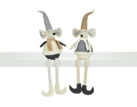 White Dangling Legs Mouse with Hat (24")