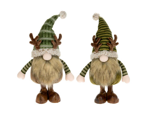 Gnome in green/brown with deer antlers