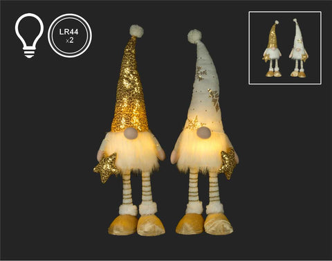 Gold/White Gnome with LED Star (21")