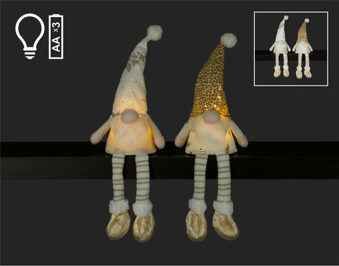 Gold/White LED Dangling Leg Gnome (19")