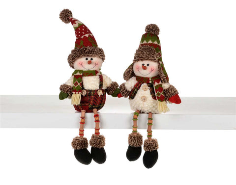 Sitting Snowman with Tartan Vest/Pants (12")