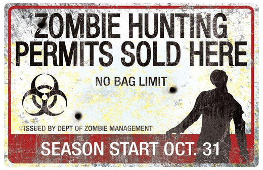 Panneau métallique Danger - Zombie - Décoration - Décoration - Boo'tik d'Halloween