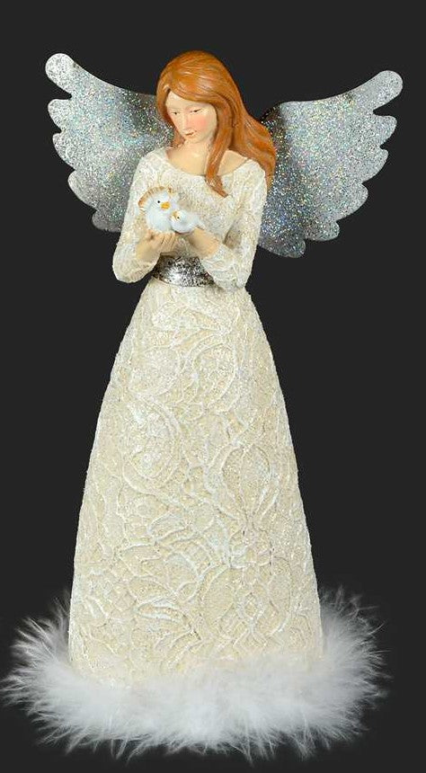 Angel with white lace dress