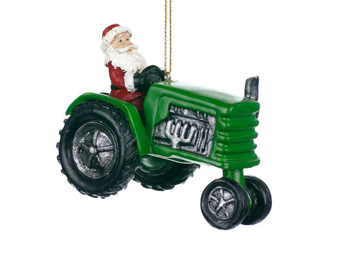 Santa on Tractor Ornament (3.5in)