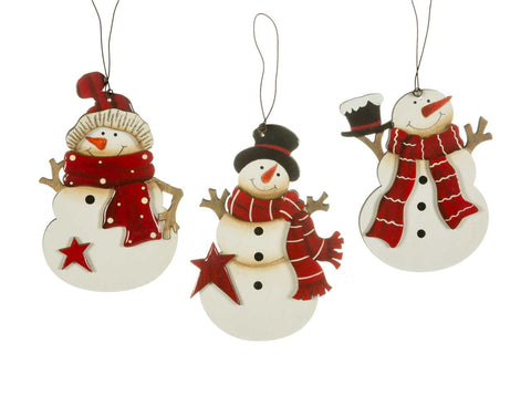 Wooden Snowman Ornament (5")