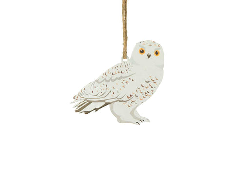 Metal Female Snowy Owl Ornament (3.5")