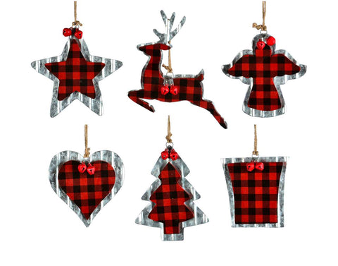 Galvanized Christmas Shape Ornament with Tiles (5")