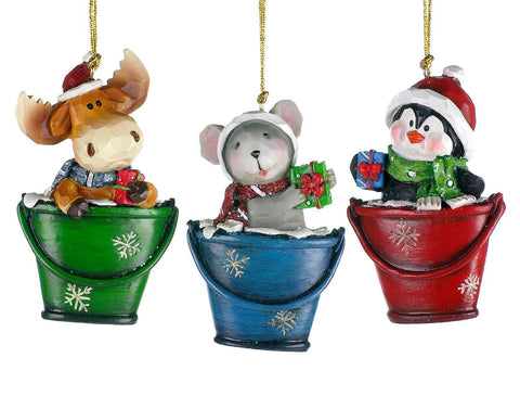 Animals in a Bucket Ornament (3in)