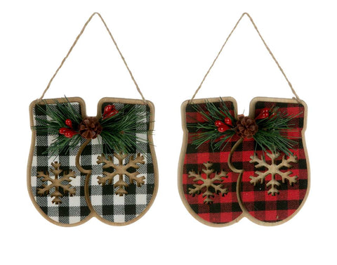 Red/White/Black Mitten Ornament (4")