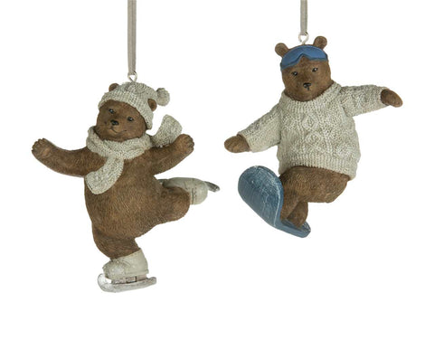 Snowboarding/Skating Bear Ornament (4")