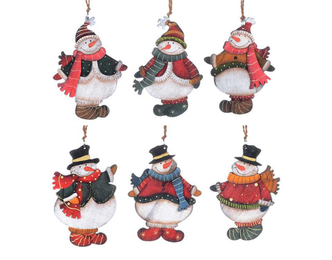 Wooden Snowman Ornament (4")