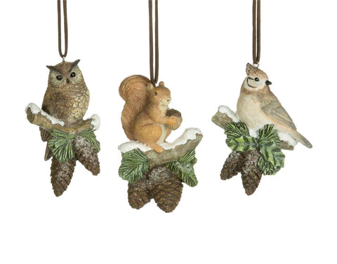 Ornament (squirrel/jay/owl) (4.5")