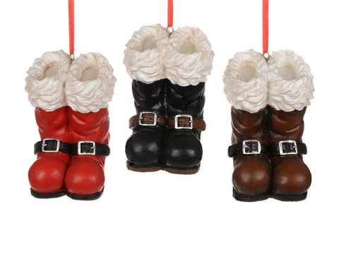 Red, Brown, or Black Santa Boots Ornament