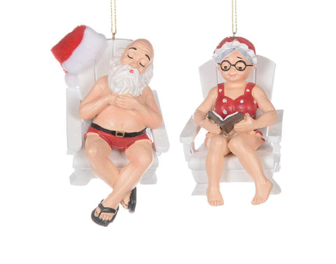 Santa at the Beach Ornament (3in)