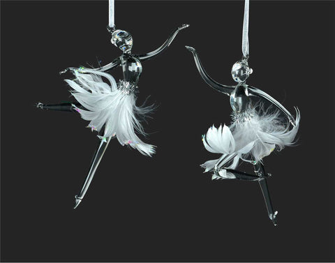 Glass Ballerina Ornament (6.5")