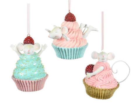 Ornement cupcake avec souris (4.5po)