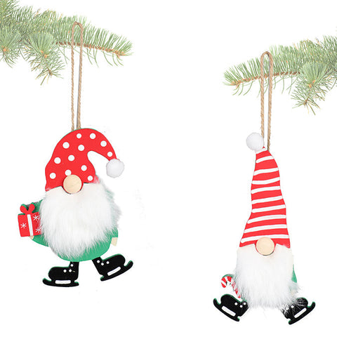 Wooden Santa Claus ornament with fur beard (12 cm)