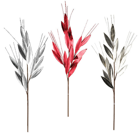 Spray metal leaves and glass 80cm (red/silver/gold)