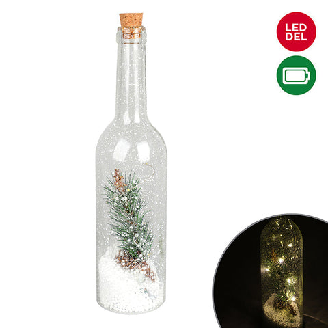 Bouteille en verre avec décoration pin (5 lumières LED)