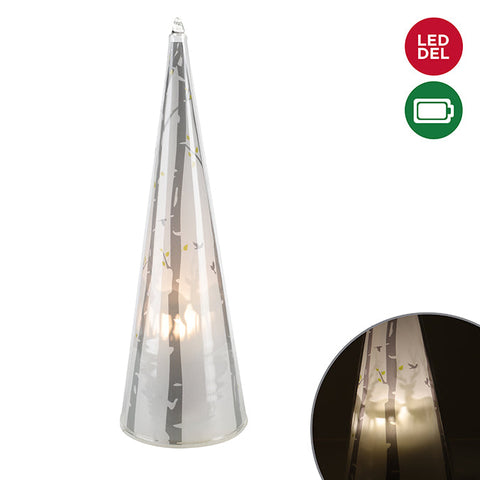 Acrylic tree cone with rotating LED scene effect (27cm)