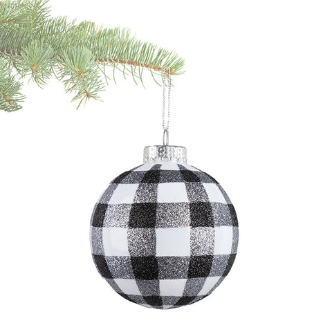 Black and white checkerboard pattern ornament (10 cm)