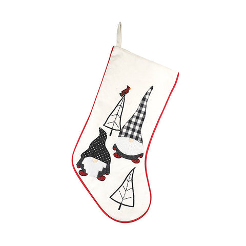 Fabric stockings with Santas 52cm, white