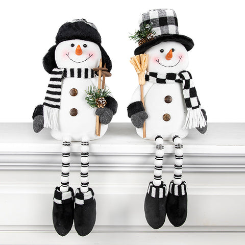 Happy snow sitting fabric with dangling beaded legs (50cm)