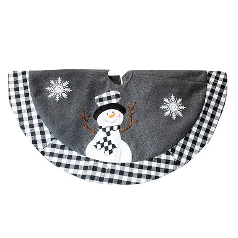 CACHE-PIED EN TISSU DESIGN BONHOMME DE NEIGE ET CARREAUX 1.06CM, GRIS/NOIR/BLANC