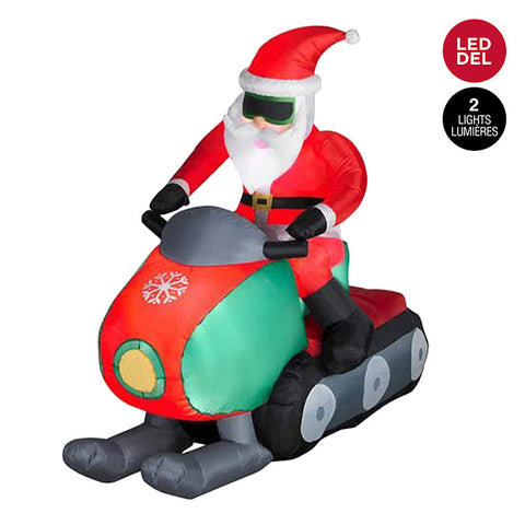 Inflatable Snowmobile LED Light Up Santa Claus (1.82m)