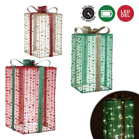 Set of 3 illuminated outdoor gift boxes (33-43-50cm)