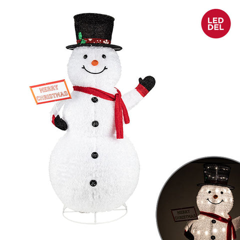 Pop-up fabric snowman (1.52m, 150 warm white lights 8 functions)