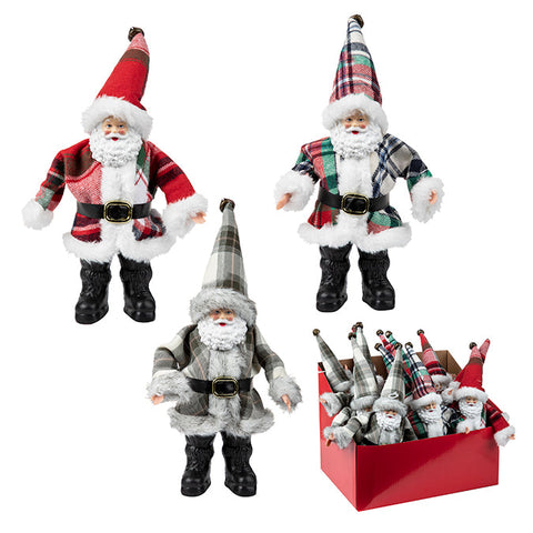 Décoration père noël, design tartan (16cm)