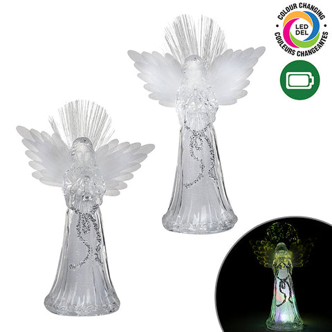 Luminous acrylic angel with fiber optic and glitter (27cm)