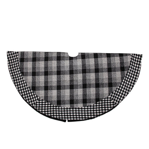 Fabric Tree Skirt, Plaid Pattern, White/Black 42"