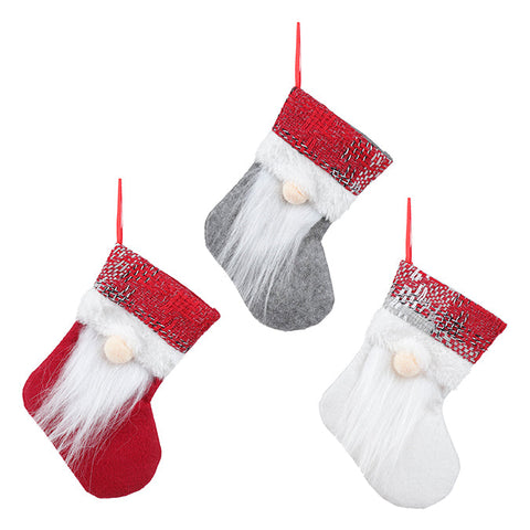 Mini fabric socks, gnome santa design (19cm)