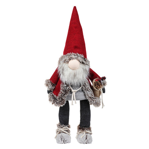 Santa Claus in fabric and metal, rocking body, red/grey/white, 52cm