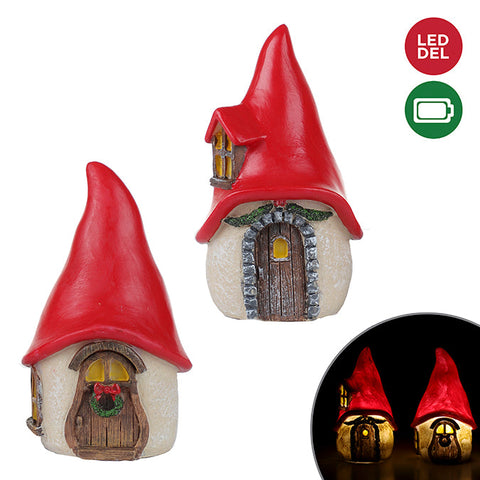 Polyresin gnome house with LED light (6.3x10.5cm)