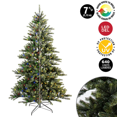 2.1 m UV protected tree, 640 two-color microdot strips (white and multicolor), 1270 tips