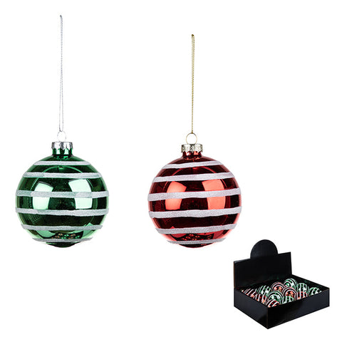 Striped glass ball decoration (9.6cm)