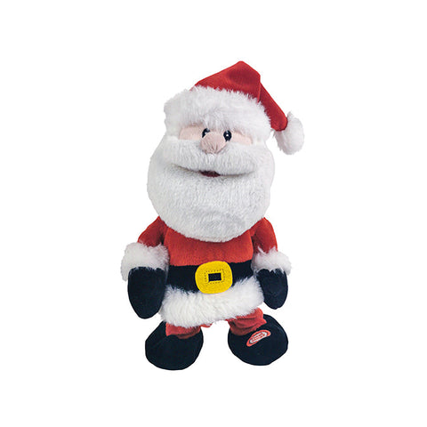 Père noël en peluche animée avec musique, fonctionnant à batterie, 23cm