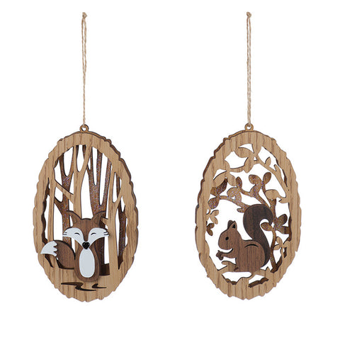 Oval wooden hanging decoration (14.5cm)