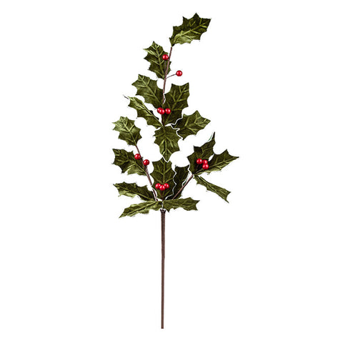 78cm holly leaf/berry stem (green/red)