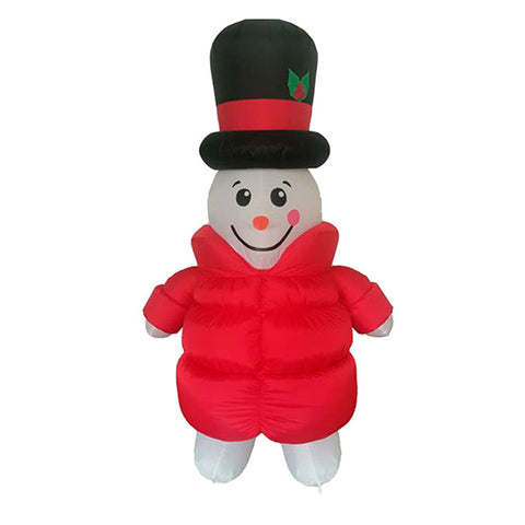 Inflatable LED snowman with down jacket (1.22 m)