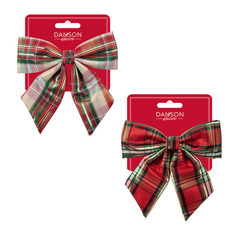 Checkered fabric bow with 2 loops (28x28cm)