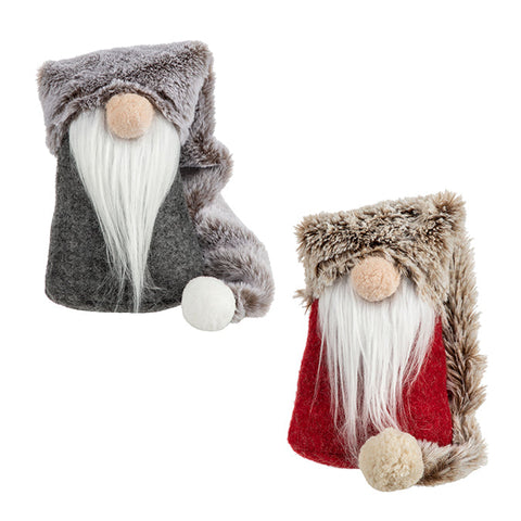 Fabric Santa Claus with round body, long hat and white beard