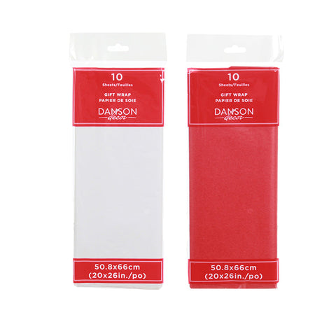 Papier de soie - Rouge/ Blanc (10/pqt)