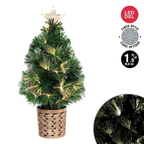 0.6m fiber optic potted tree with star tree top, warm white and pure white with 8 functions