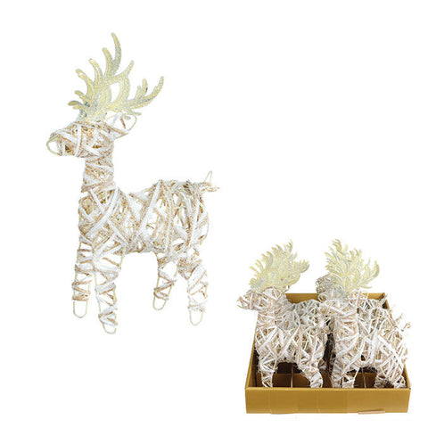 Reindeer glitter jute thread 23.5cm white/beige