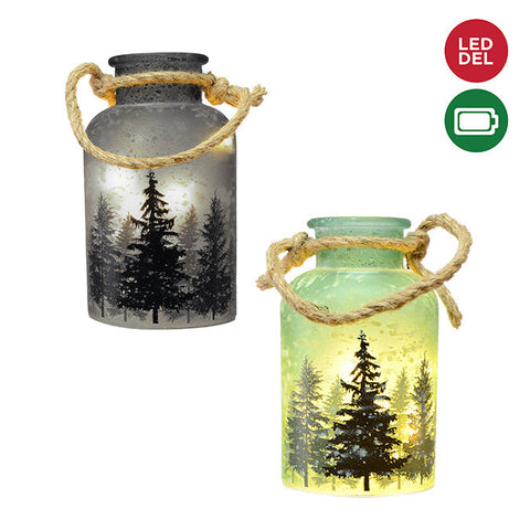 Pot avec décoration forêt enneigé (10 lumières)