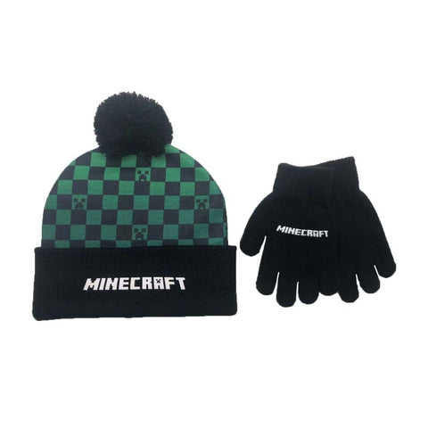 MINECRAFT - YOUTH BEANIE AND GLOVE SET BLACK